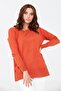 Women's Silvery Sweater with Buttons on the Sides and Skirt Orange - 2