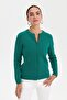 Women's Crew Neck Seamless Zippered Wool Cardigan A.Ö.Başı