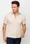 Men's Polo Neck Collar and Sleeve Knitwear Pocket T-shirt Beige - 2
