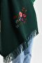 Women's Knitwear Rice Knit Embroidered Wool Shawl Green - 7