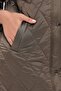 Women's Hooded Fur-Trimmed Diamond Patterned Quilted Coat Mink - 4