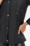 Women's Hooded Waist-Tie Short Quilted Coat Black - 6