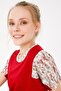 Women's Crew Neck Low Sleeve Floral Printed Combed Cotton Blouse Red - 2