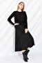 Women's Crew Neck Brass Knitted Blouse Black - 5