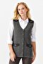Women's V-Neck Shoulder Pocket Cover Felt Embroidered Buttoned Vest Smoked - 3