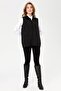 Women's Polo Collar and Pocket Crocheted Wool Vest Black - 3