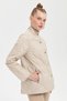 Women's Short Quilted Jacket with Snap Front and Onion Pattern in Beige - 5