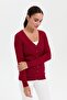 Women's V-Neck Seamless Cardigan Cherry