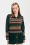 Women's Polo Collar Skirt Felted Araboy Wool Cardigan Green - 3