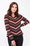 Women's Striped V-Neck Sweater Black - 5
