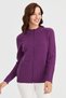 Women's High Collar Pocket and Sleeve Hair Knitted Wool Cardigan Black Purple - 6