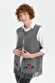 Women's Crew Neck Skirt Embroidered Wool Vest Smoked - 5