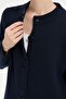 Women's Stand Collar Pocket Embroidered Long Wool Cardigan Dark Blue - 6