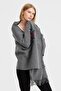Women's Knitwear Brass Knitted Embroidered Wool Shawl Smoked