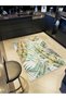 Leyla Collection Soft Tones Green Leaves Detailed Woven Base Modern Decorative Carpet Leyla10