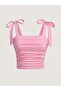 Light Pink Bowknot Summer Wide-Strap Cropped Top