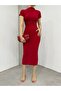 Women's Short Sleeve Shoulder and Waist Draped Sandy Dress - 3