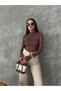 Brown – Women's Bodysuit with Finger Detail – Long Sleeves |   Flexible and Soft Fabric - 3