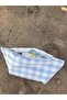 Ice Blue Gingham Washable Zippered Single Eyed Cloth Pen Holder Pencil Case Wallet Makeup Bag - 4