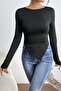 Asymmetrical long sleeve black blouse 5021 - 3