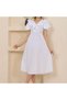 Women's Dress Midi Summer Short Sleeve V-Neck Flounced Elastic Waist
