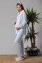 Cotton Maternity Pajama Set with Breastfeeding Feature - Elastic Waist Effortt - Blue - 5