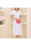 Women's Dress Midi Summer Short Sleeve V-Neck Flounced Elastic Waist - 6