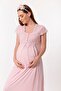 Cotton Comfortable Cut Maternity Nightgown with Breastfeeding Feature Effortt - Pink