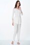 Cotton Maternity and Postpartum Pajama Set with Breastfeeding Feature – Elastic Waistband Effortt - Ecru - 2