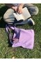 Lilac Linen Cloth Bag, Eco-Friendly Cloth Bag, Hand and Shoulder Bag with Pocket Detail - 4