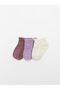 3-Piece Baby Girl Short Booties Bamboo Socks (Non-Slip Silicone Sole after 6 Months) - 3