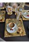 2-Piece Coffee & Tea & Presentation Tray Metal Cast Iron Square Gold Tray Rose Model - 3