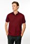 Men's Polo Collar T-Shirt with Shoulder Stripes, Burgundy - 2