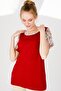 Women's Crew Neck Low Sleeve Floral Printed Combed Cotton Blouse Red - 8