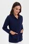Women's Polo Collar Pocket Rose Embroidered Short Wool Cardigan Y.A Navy Blue - 4