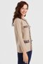 Women's Crew Neck Tasseled Square Accessory Wool Jacket Red Beige - 6