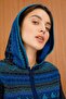 Women's Patterned Hooded Knitwear Wool Cardigan Dark Blue - 6