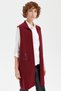 Women's Polo Neck Open Front Embroidered Long Wool Vest V.Red - 6