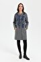 Women's Stand Collar Floral Long Wool Cardigan Smoked - 4