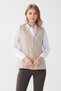 Women's Steel Knit Pocket Zippered Plain Knitwear Vest Beige - 8