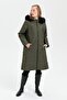 Women's Hooded Fur Long Quilted Coat Green