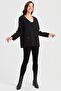 Women's V-neck Shoulder and Pocket Felt Embroidered Wool Jacket Black - 6