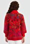 Women's High Collar Ivy Floral Wool Jacket Coral - 7