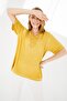Women's Turn-down Collar Short Sleeve Laced Combed Cotton Blouse Honey - 2