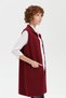 Women's Polo Neck Open Front Embroidered Long Wool Vest V.Red - 5