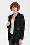 Women's Polo Collar Embroidered Short Wool Cardigan Black - 8
