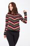 Women's Striped V-Neck Sweater Black - 2