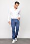 Men's Elastic Waist 5-Pocket Cotton Trousers Blue - 3