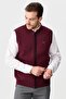 Men's Judge Collar Pique Jacquard Zippered Wool Vest Claret Red