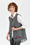 Women's Crew Neck Skirt Embroidered Wool Vest Smoked - 4